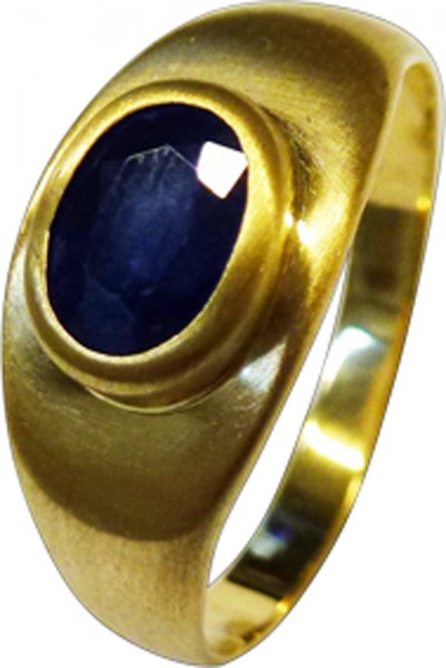Ring Gelbgold 750/- ovaler Safir ca 0,60ct mattiert Größe 19,8mm