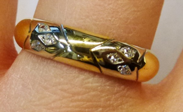 Ring Gelbgold 750/- Diamanten 8/8 0,06ct Größe 18,5mm poliert