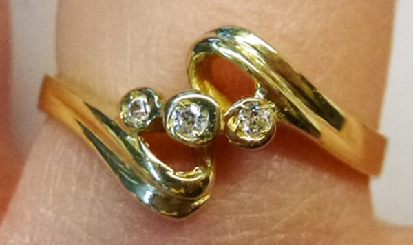 Ring Gelbgold 585/- Diamanten 8/8 W/P 0,03ct poliert Größe 17,8mm