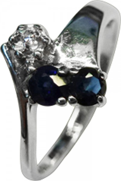 Ring Weissgold 585/- Safire Diamant 8/8 W/P Größe 16mm
