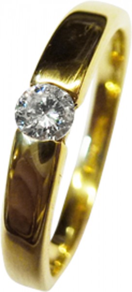 Ring Gelbgold 585/- Brillant 0,15ct TW/VSI Spannringoptik Größe 18,2mm
