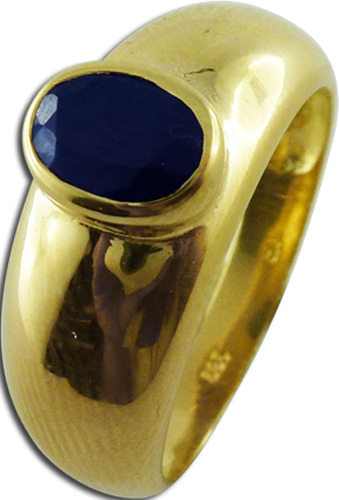 Ring in 585 Gelbgold mit Saphir, Grösse 18 cm