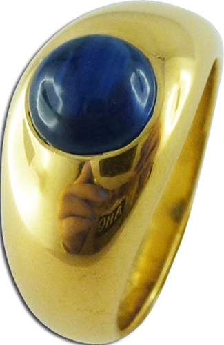 Ring in 585 gelbgold mit Safir Cabochon, 17mm