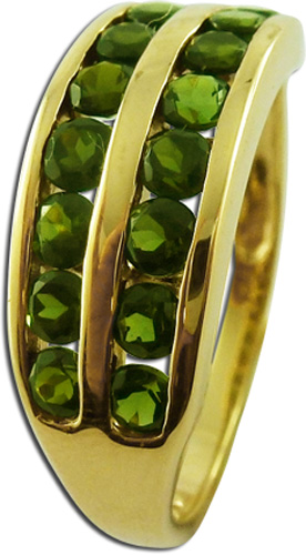 Ring in Gelbgold 375/- mit 16 grünen Turmalinen, 17mm