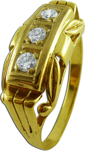 Ring  in  Gelbgold 585 und Weißgold 585 mit 3 Brillanten