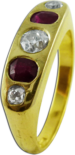 Ring  in  Gelbgold 585 und Weißgold 585 mit Rubinen und Diamanten