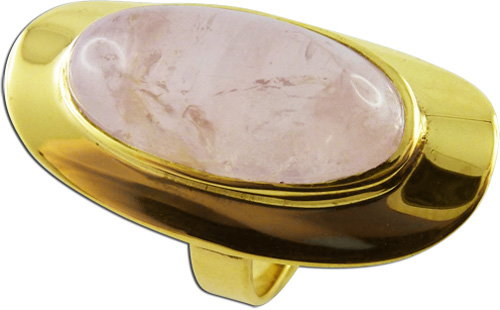 Gelbgold Ring 333/- echter Rosenquarz Cabochon oval 20x10mm Gr. 16,8mm