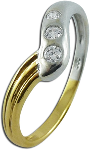 Gold Ring 333/- 8kt Weiß- und Gelbgold Zirkonia 17mm 1,2g
