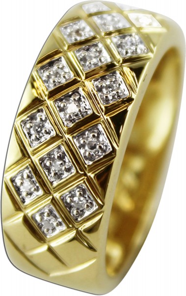 Ring 14 kt Gelbgold 16 Diamanten 18mm