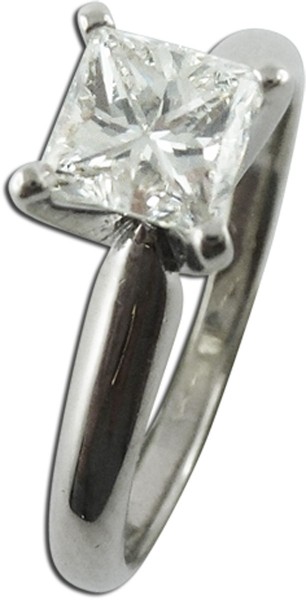 Ring – Solitärring Weißgold 585 1 Diamant 0,70ct. TW/VSI Square Modified Brillant Cut IGI Zertifiziert