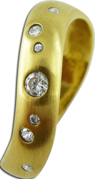 Ring in Gelbgold 14K., (585/-), 7 Brillanten zus. 0,10ct, W/SI, mattierte Oberfläche, Groesse 17mm, Ring ist nicht aenderbar