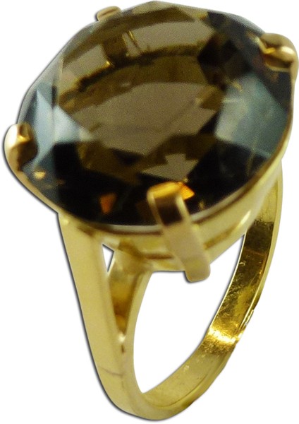 Ring Exklusiv  in 14Kt.( 585/- ) Gelbgold poliert, in massiver  Ausführung mit 6,8g mit einem wunderschönen, echten, riesiger Rauchquarz, Groesse 17,3mm, aenderbar