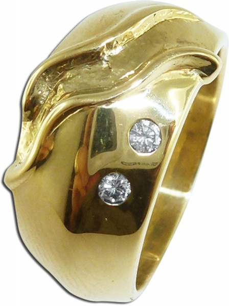 Ring, Brillantring Gelbgold 585/-, poliert, 2 Brillanten zus. 0,06ct. TW/VSI