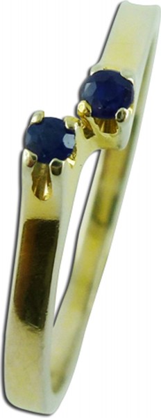 Ring, Saphirring, Gelbgold 585/-, 2 facettierte Saphire, aus den 90er Jahren