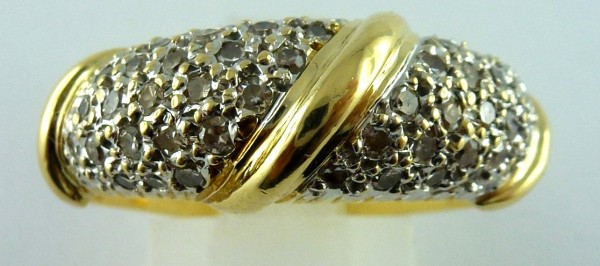 Ring Gelbgold 18Kt  massiv 60 feine Diamanten 8/8  TW/VSI