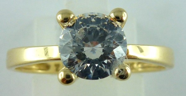 Ring Gelbgold 585/- Brillant Diamantoptik Zirkonia Solitaer Zirkonia Brillantschliff