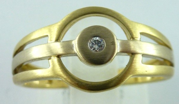 Ring Gelbgold  Weissgold 14Kt  Diamant  0,015ct  W/VSI