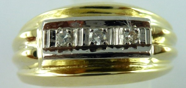 Ring Weissgold  Gelbgold 14Kt  3 Diamanten zus 0,06ct  TW/SI