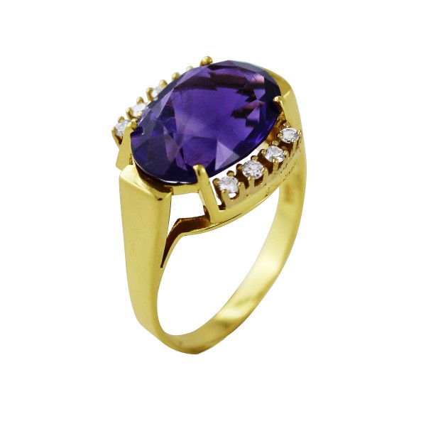 Ring mit Amethyst – Goldring 585/- 8 Brillanten 0,15ct TW/VVSI
