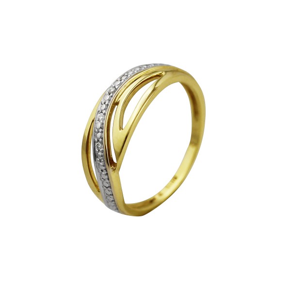 Klassischer Goldring – Gelbgold/ Weißgold 333/- 3 Diamanten 8/8 W/P