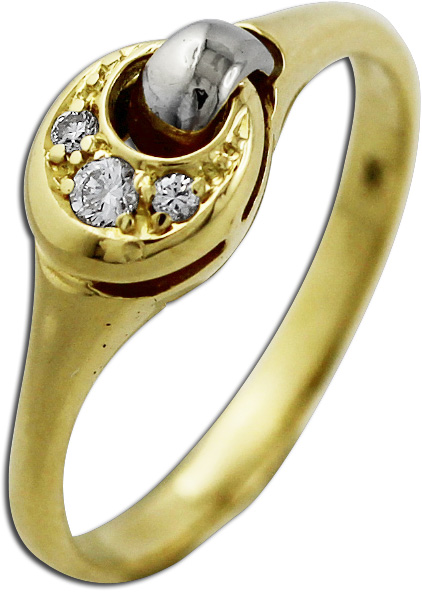 Ring mit Diamant – Brillantring Gelbgold 585/- 3 Brillanten 0,05ct TW/VSI