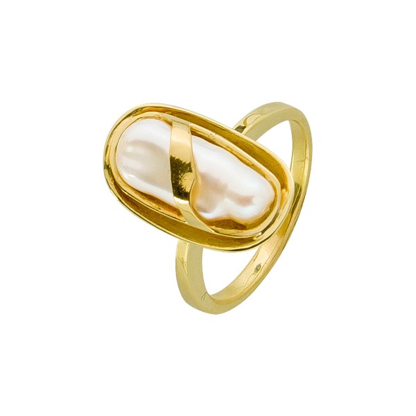 Ring – Perlenring Gelbgold 585 Biwazuchtperle