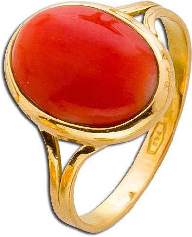Ring – Goldring Antik Gelbgold 750 Koralle