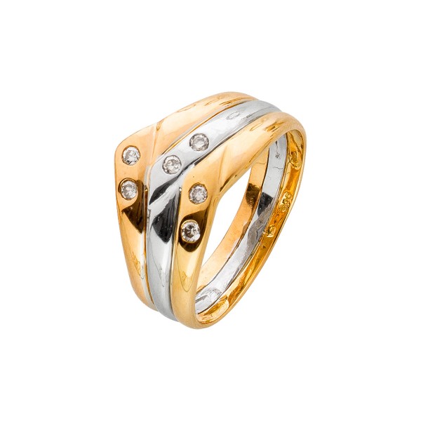 Ring – Goldring Gelbgold/ Rosegold/ Weißgold 585 6 Brillanten 0,12ct W/SI