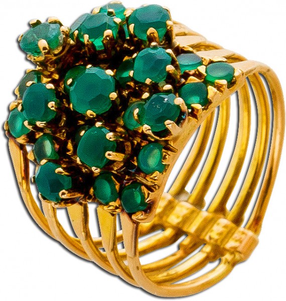 Ring – Edelsteinring Antik Gelbgold Rosegold 585 25 Smaragde