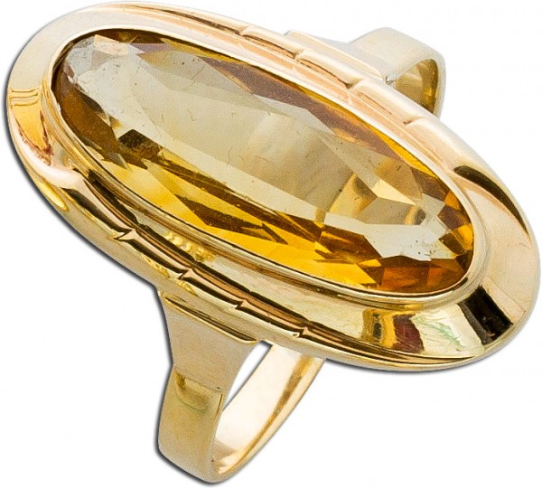 Ring – Citrinring Antik Gelbgold 333