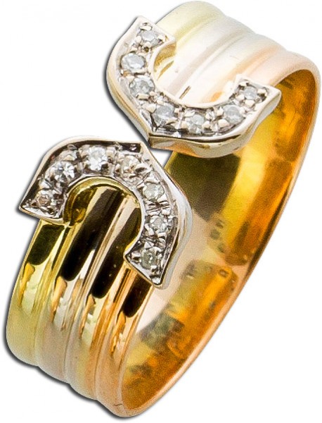 Ring – Goldring Gelbgold/ Roségold/ Weißgold 750 14 Diamanten 8/8 W/P