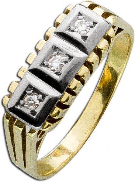 Ring – Diamantring Gelbgold 585 3 Diamanten 0,09ct 8/8 TW/VSI