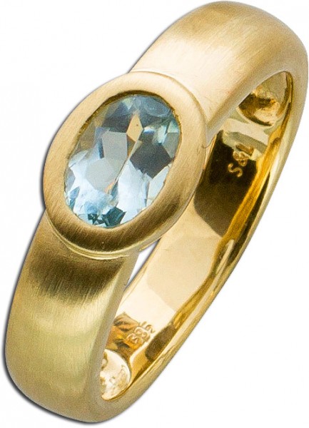 Ring – Blautopasring Gelbgold 585