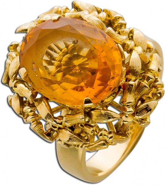 Ring antik Gelbgold 750 Citrin