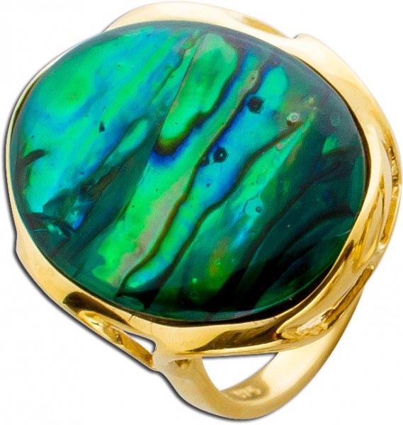 Ring – Edelsteinring Antik Gelbgold 333 Seeopal Doublette