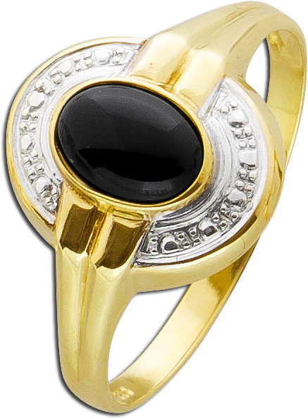 Ring – Edelsteinring Gelbgold/ Weißgold 585 Onyx