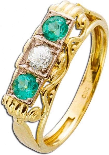 Aquamarinring Diamant Ring Gelbgold 585
