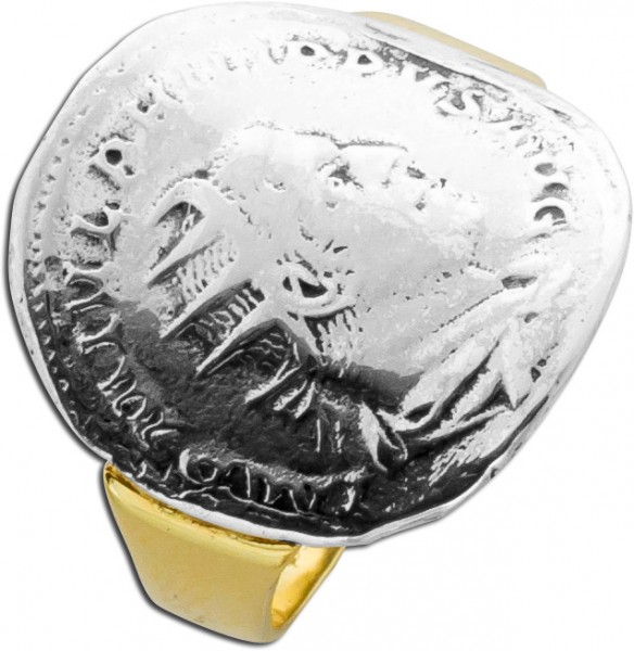 Ring Münzring Gelbgold 585 antik Münze Sterling Silber 925