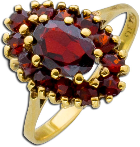 Ring – Granatring Antik Gelbgold 333