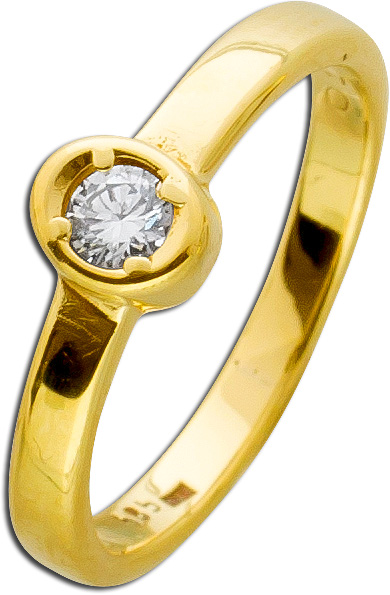 Ring – Solitärring Gelbgold 585 1 Brillant 0,14ct TW/VVSI