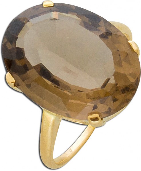 Ring – Edelsteinring Antik Gelbgold 585 Rauchquarz 20ct