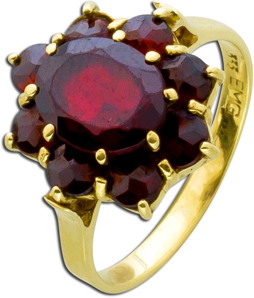 Ring – Granatring Antik Gelbgold 333