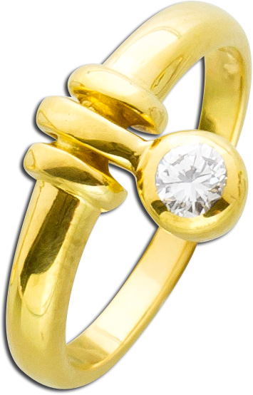 Ring – Brillantring Gelbgold 750 1 Brillant 0,15ct TW/VVSI