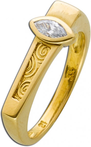 Zirkonia Ring extravagant Gelbgold 333 poliert Einzelstück