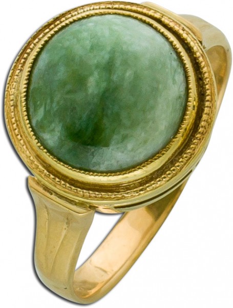 Antiker Ring um 1900 Gelbgold 585 Moosachat Cabochon Edelsteinring