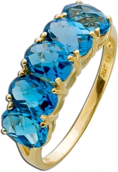 Ring Gelbgold 375 Blautopas London Blue