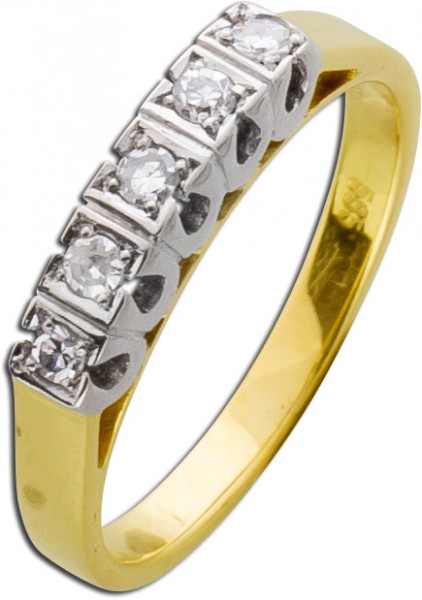 Antiker Memoire Ring Diamanten Carreelook Gelbgold Weissgold 585 Antik 50er Jahre Top Zustand Einzelstück