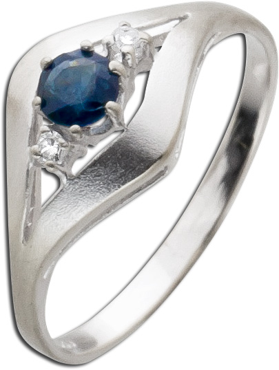 Antiker Ring Weissgold 585 blauer Saphir Diamanten