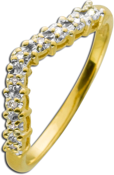 Ring Gelbgold 333 Diamanten V-förmig