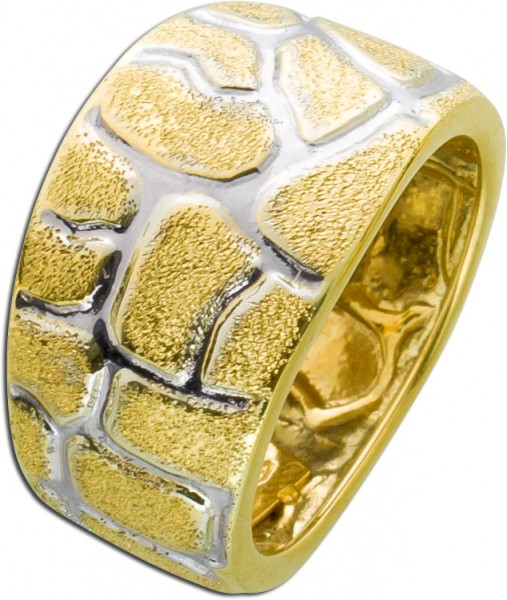 Ring Gelbgold Weißgold 333 Mosaik Optik Damenring